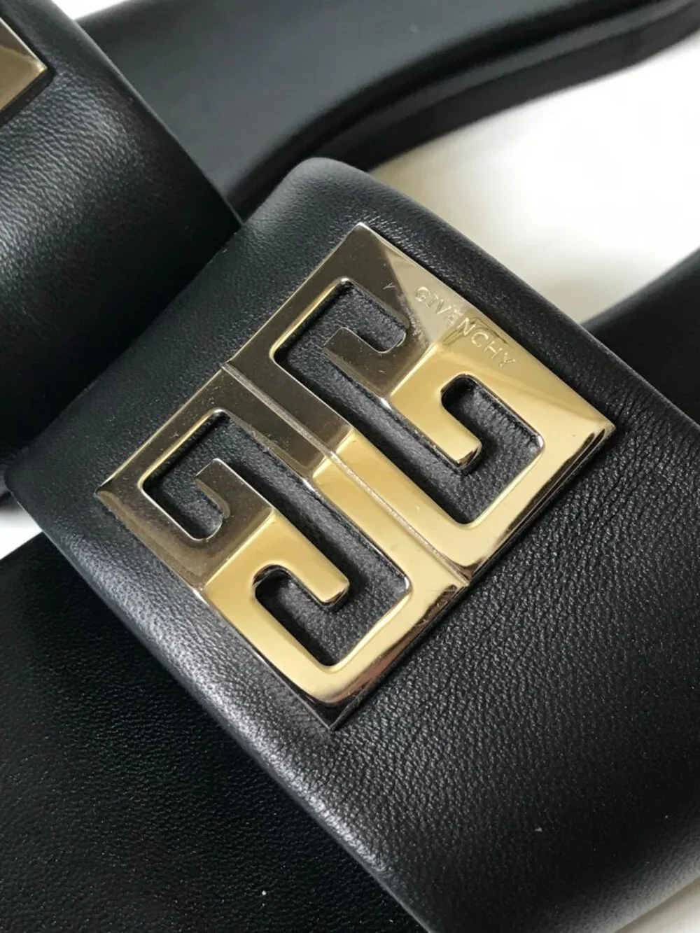 Givenchy 4G Flat Leather Slide Sandals Womens 36 6 Black Silver Logo Open Toe